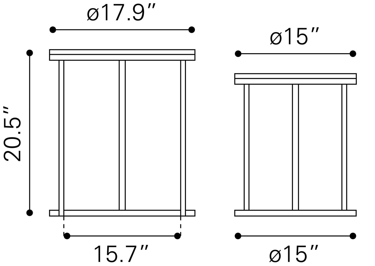 Bari Natural Nesting Table Set (2-Piece) by Zuomod at Eve Furniture