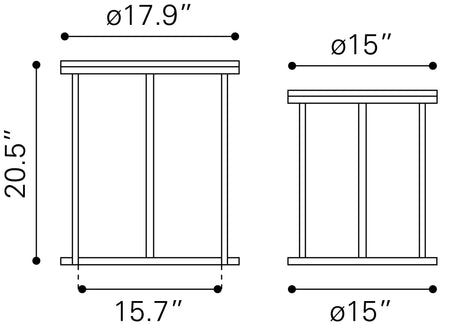 Bari Natural Nesting Table Set (2-Piece) by Zuomod at Eve Furniture