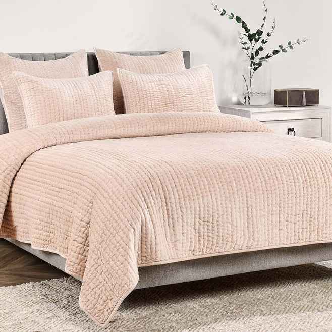 Bari Nude Velvet Quilt Collection by Classic Home at Eve Furniture