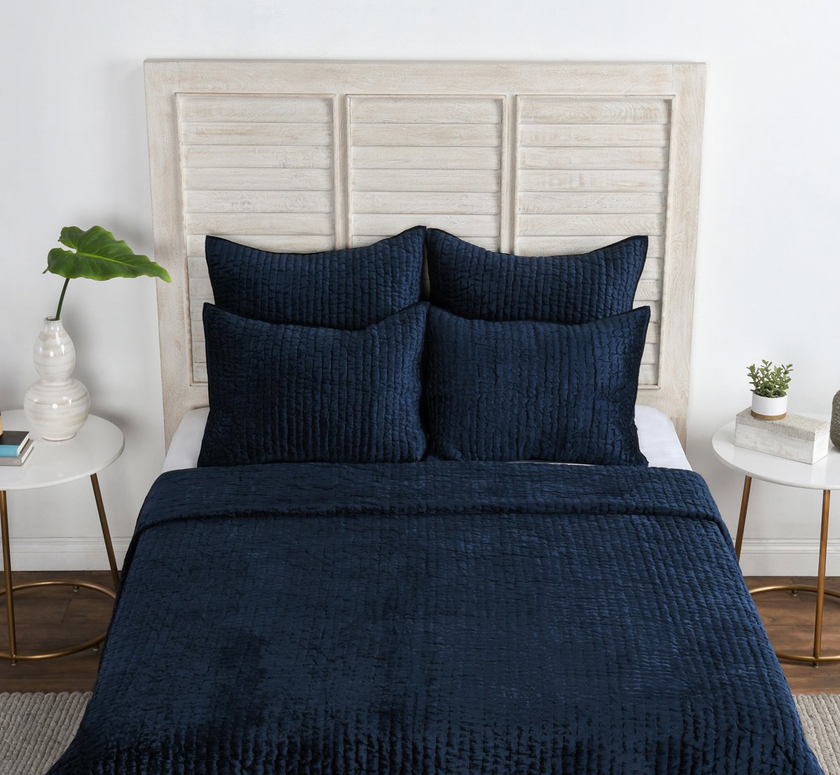 Bari Ocean Blue Velvet Quilt Collection by Classic Home at Eve Furniture