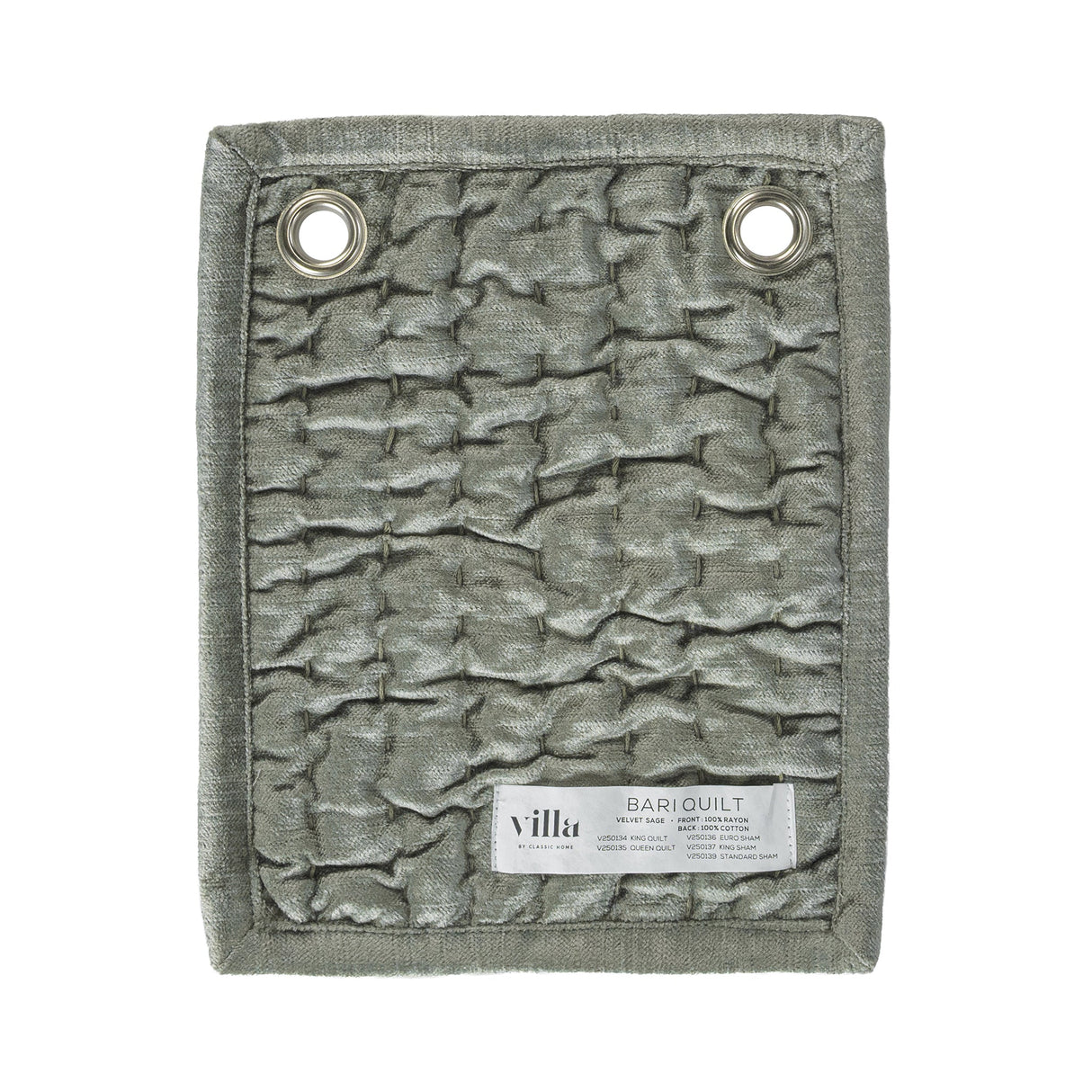 Bari Sage Velvet Quilt Collection by Classic Home at Eve Furniture