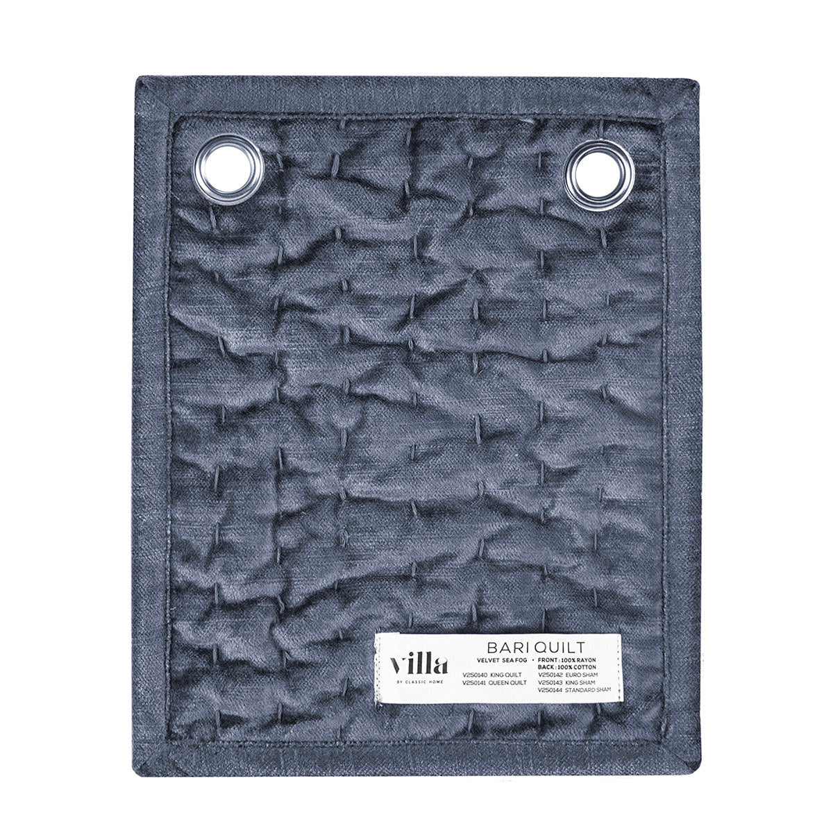 Bari Sea Fog Velvet Quilt Collection by Classic Home at Eve Furniture