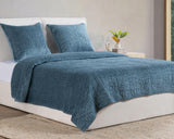 Bari Stone Blue Velvet Quilt Collection by Classic Home at Eve Furniture