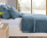 Bari Stone Blue Velvet Quilt Collection by Classic Home at Eve Furniture