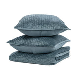 Bari Stone Blue Velvet Quilt Collection by Classic Home at Eve Furniture
