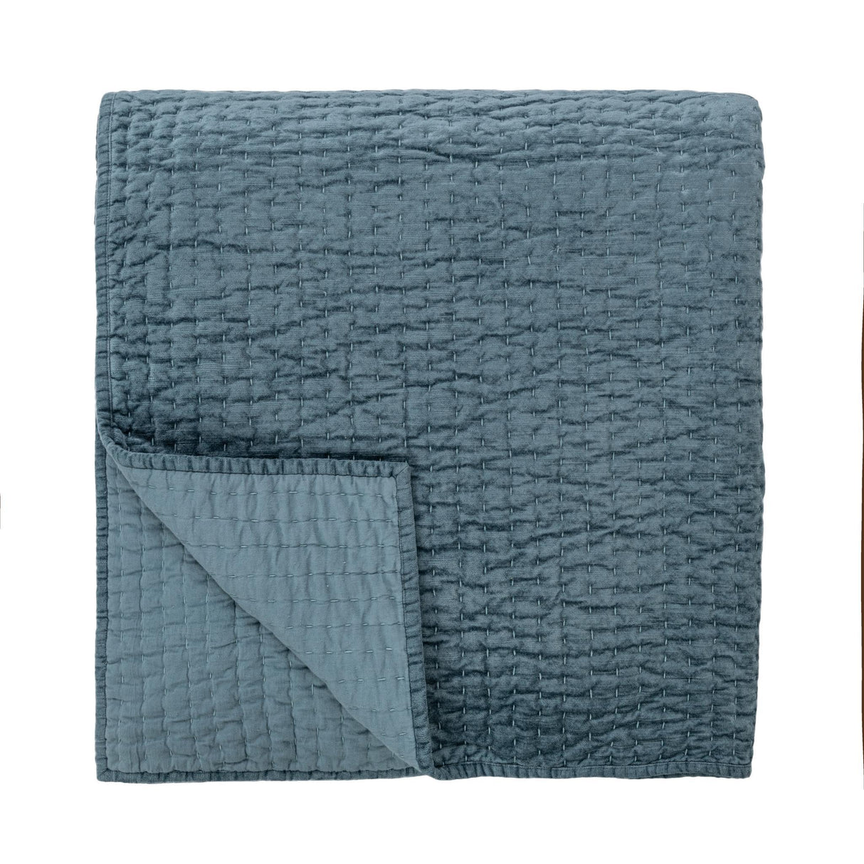 Bari Stone Blue Velvet Quilt Collection by Classic Home at Eve Furniture