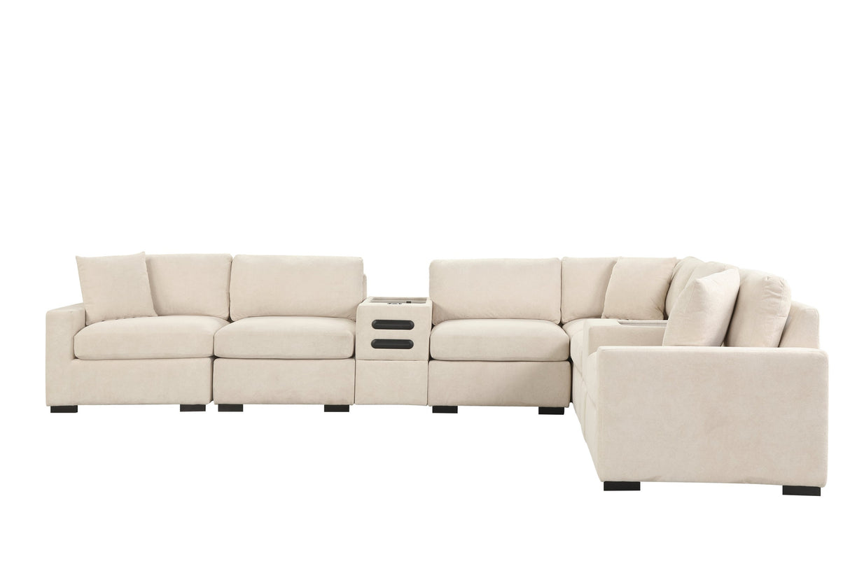 Barista Beige 8-Piece Performance Fabric Modular Sectional Set by Happy Homes at Eve Furniture