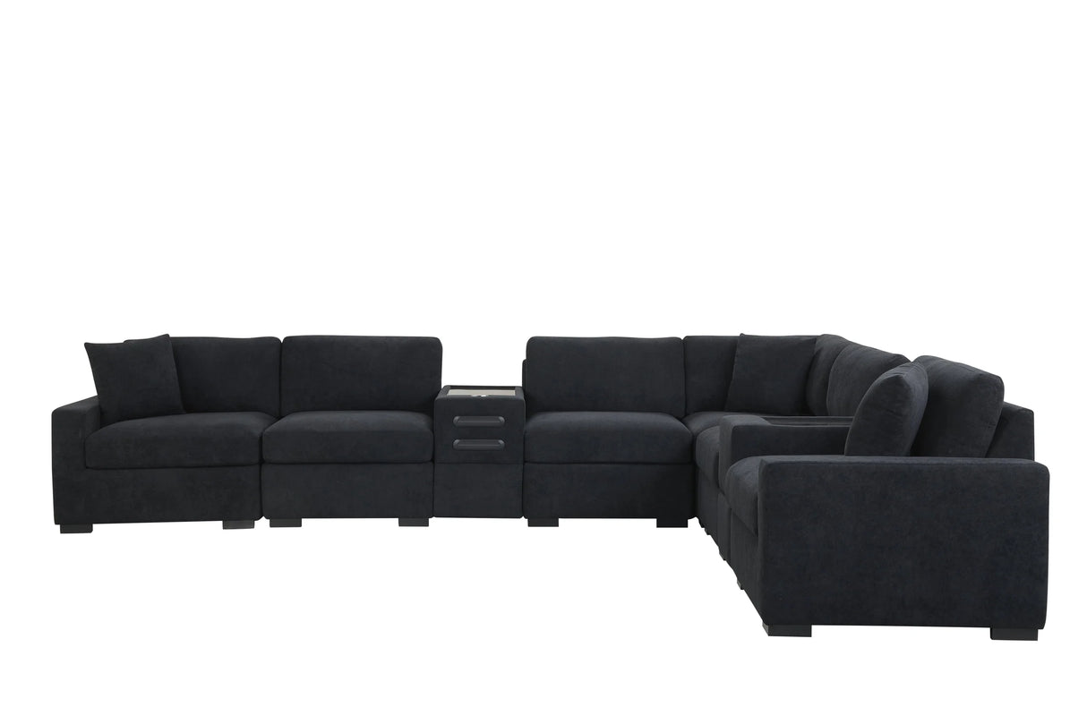 Barista Black 8-piece Performance Fabric Modular Sectional Set