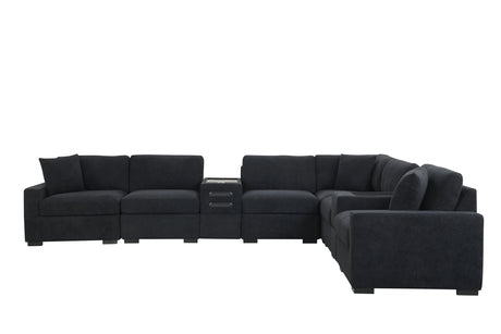 Barista Black 8-piece Performance Fabric Modular Sectional Set by Happy Homes at Eve Furniture