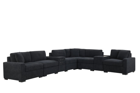 Barista Black 8-piece Performance Fabric Modular Sectional Set by Happy Homes at Eve Furniture