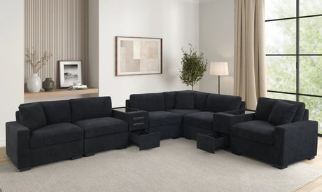 Barista Black 8-piece Performance Fabric Modular Sectional Set by Happy Homes at Eve Furniture