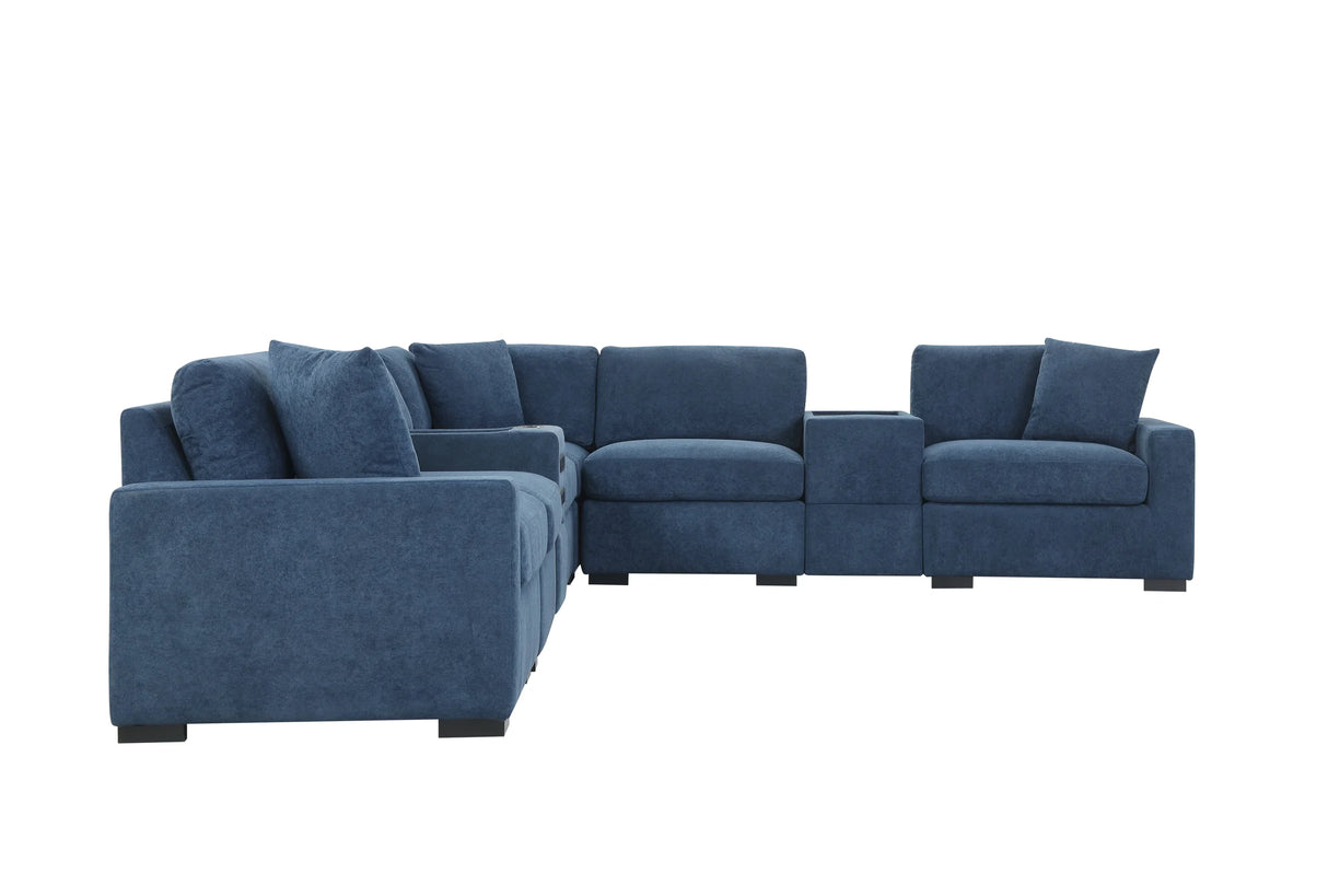 Barista Blue 8-piece Performance Fabric Modular Sectional Set