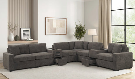 Barista Chocolate 8-Piece Performance Fabric Modular Sectional Set by Happy Homes at Eve Furniture