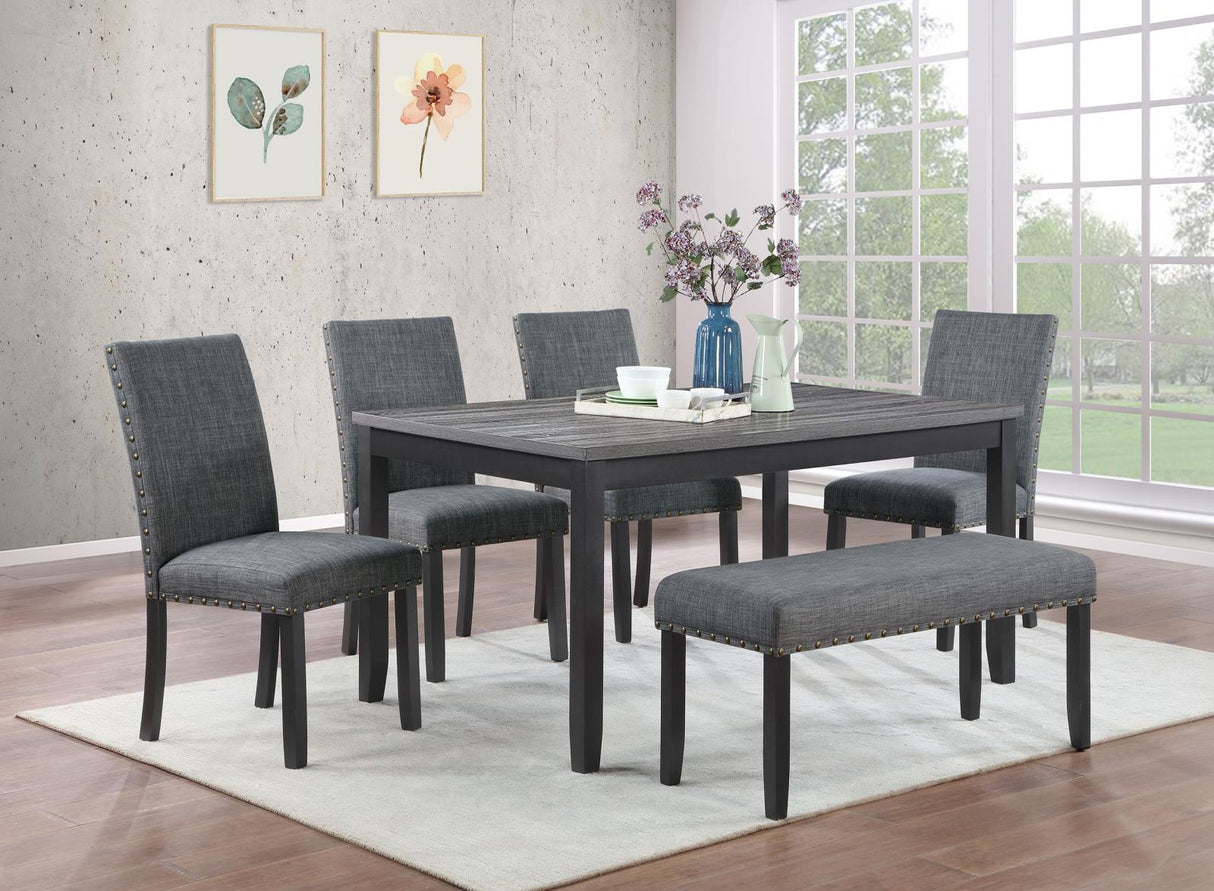 Barlow Grey/Black 6-Piece Rectangular Dining Set