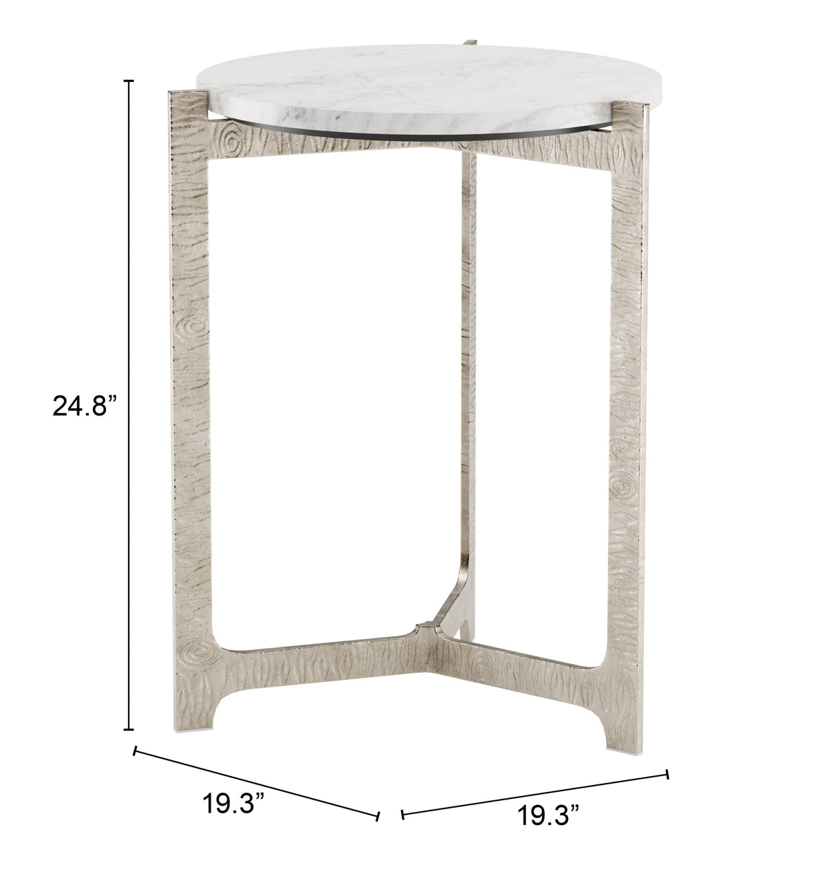 Barmas White & Silver Side Table by Zuomod at Eve Furniture