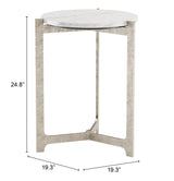 Barmas White & Silver Side Table by Zuomod at Eve Furniture