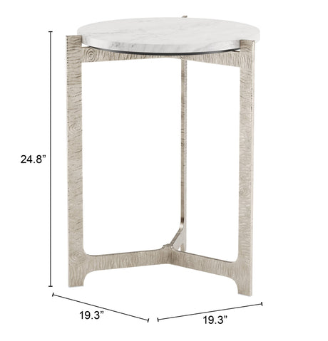 Barmas White & Silver Side Table by Zuomod at Eve Furniture
