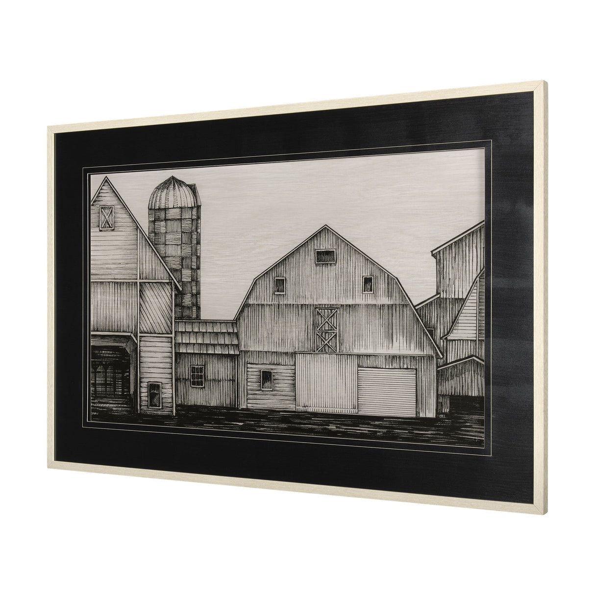 Barn Buildings I by CV a Hand Embellished Textured Framed Art Print Matted under Glass by Mercana at Eve Furniture
