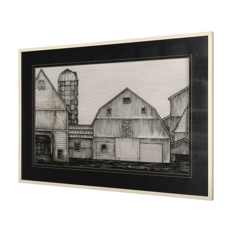 Barn Buildings I by CV a Hand Embellished Textured Framed Art Print Matted under Glass by Mercana at Eve Furniture