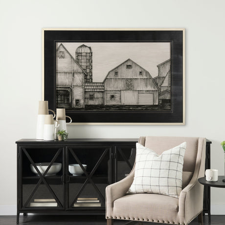 Barn Buildings I by CV a Hand Embellished Textured Framed Art Print Matted under Glass by Mercana at Eve Furniture