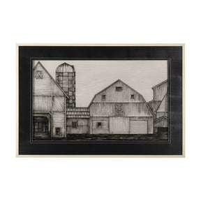 Barn Buildings I by CV a Hand Embellished Textured Framed Art Print Matted under Glass by Mercana at Eve Furniture