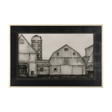 Barn Buildings I by CV a Hand Embellished Textured Framed Art Print Matted under Glass by Mercana at Eve Furniture
