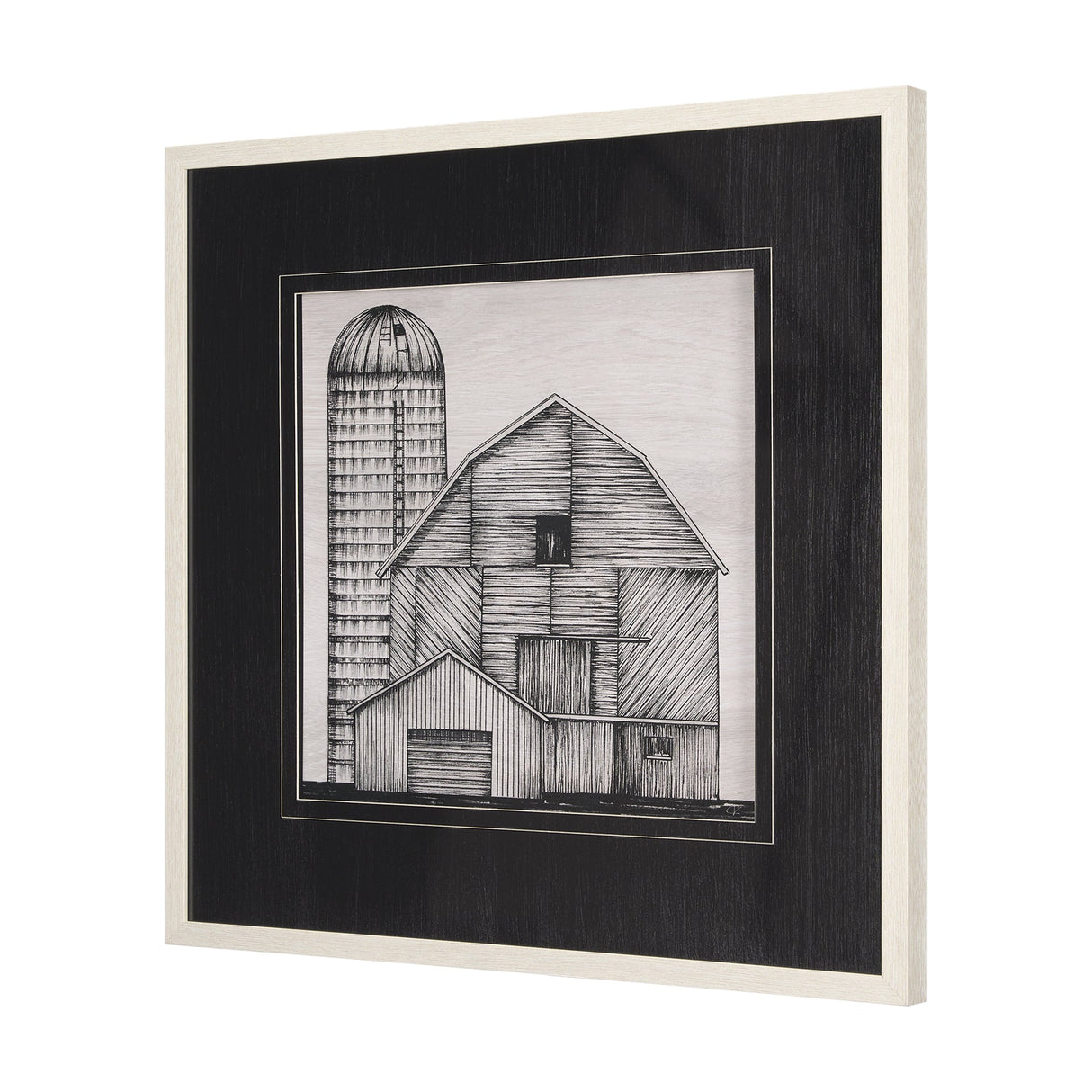 Barn Buildings I by Mercana Studio a Hand Embellished Textured Framed Art Print Matted under Glass by Mercana at Eve Furniture