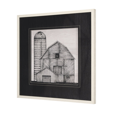 Barn Buildings I by Mercana Studio a Hand Embellished Textured Framed Art Print Matted under Glass by Mercana at Eve Furniture