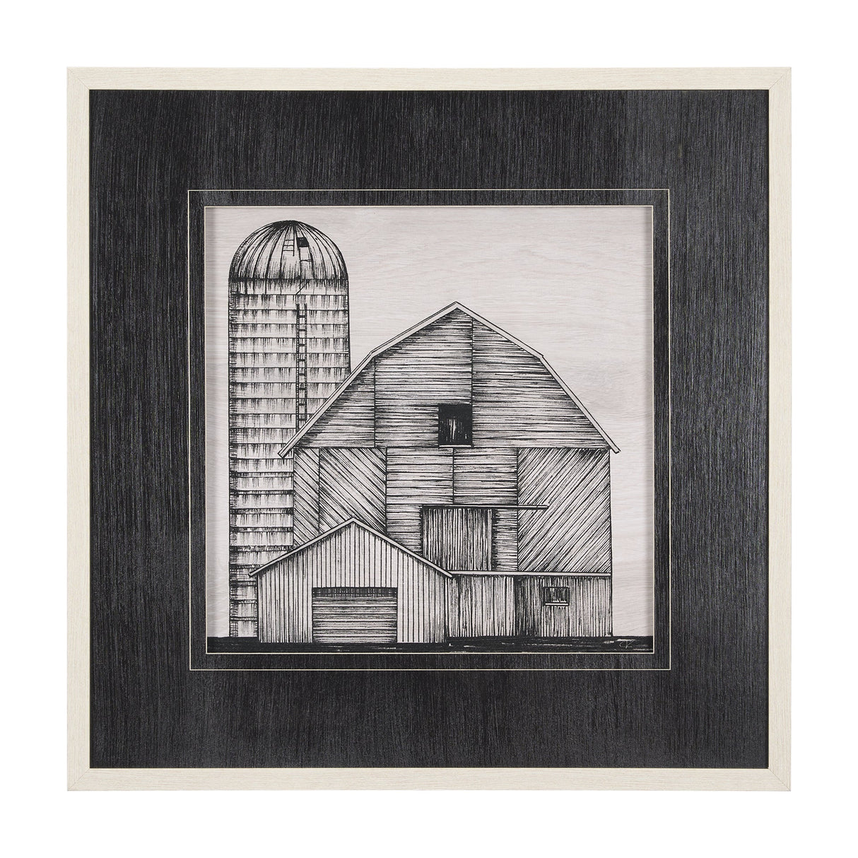 Barn Buildings I by Mercana Studio a Hand Embellished Textured Framed Art Print Matted under Glass by Mercana at Eve Furniture