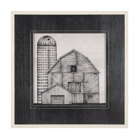 Barn Buildings I by Mercana Studio a Hand Embellished Textured Framed Art Print Matted under Glass by Mercana at Eve Furniture