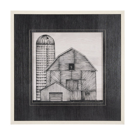 Barn Buildings I by Mercana Studio a Hand Embellished Textured Framed Art Print Matted under Glass by Mercana at Eve Furniture