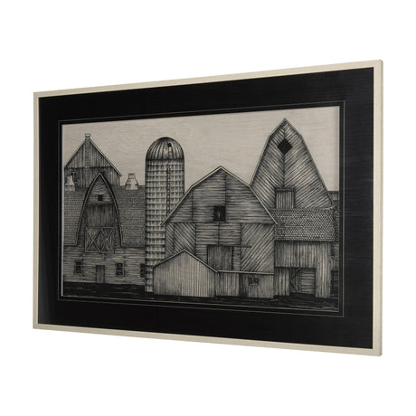 Barn Buildings II by CV a Hand Embellished Textured Framed Art Print Matted under Glass by Mercana at Eve Furniture