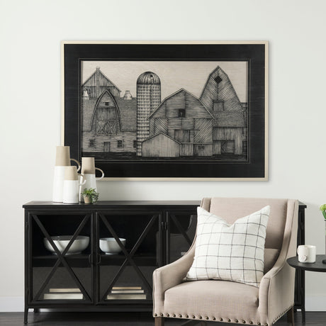 Barn Buildings II by CV a Hand Embellished Textured Framed Art Print Matted under Glass by Mercana at Eve Furniture