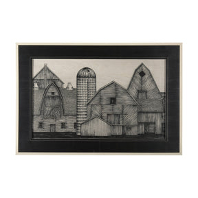 Barn Buildings II by CV a Hand Embellished Textured Framed Art Print Matted under Glass by Mercana at Eve Furniture