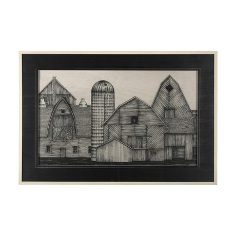 Barn Buildings II by CV a Hand Embellished Textured Framed Art Print Matted under Glass by Mercana at Eve Furniture