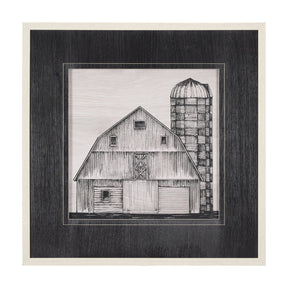 Barn Buildings II by Mercana Studio a Hand Embellished Textured Framed Art Print Matted under Glass by Mercana at Eve Furniture