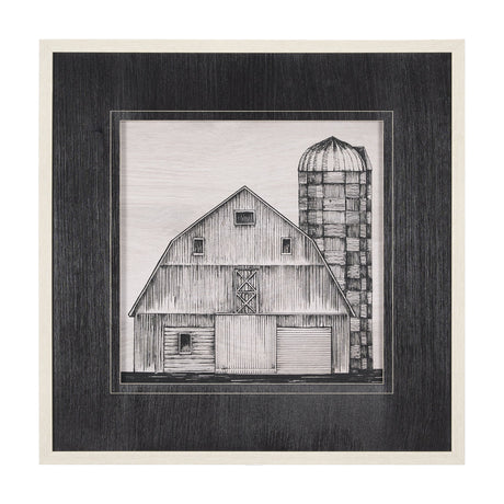 Barn Buildings II by Mercana Studio a Hand Embellished Textured Framed Art Print Matted under Glass by Mercana at Eve Furniture