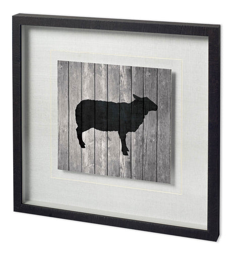 BARN SHEEP by TANDI VENTER a Hand Embellished Textured Framed Art Print Matted under Glass by Mercana at Eve Furniture