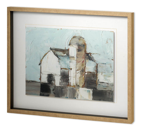 Barn & Silo I by Ethan Harper a Hand Embellished Textured Framed Art Print Matted under Glass by Mercana at Eve Furniture