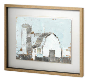 Barn & Silo II by Ethan Harper a Hand Embellished Textured Framed Art Print Matted under Glass by Mercana at Eve Furniture