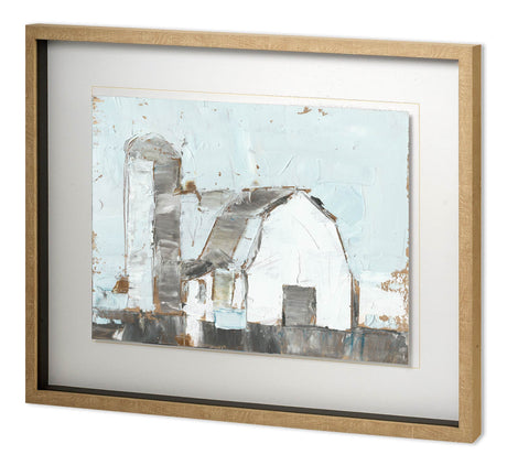 Barn & Silo II by Ethan Harper a Hand Embellished Textured Framed Art Print Matted under Glass by Mercana at Eve Furniture