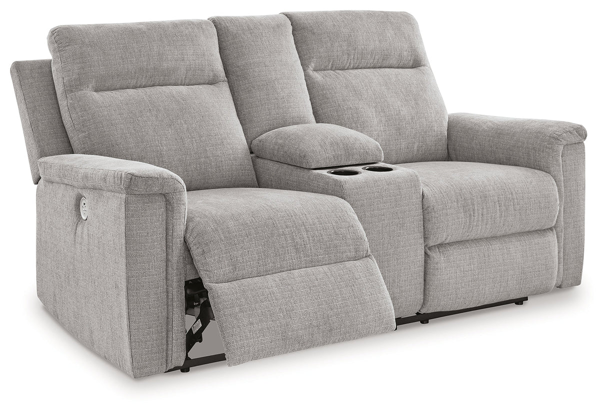 Barnsana Ash Power Reclining Loveseat with Console