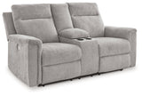 Barnsana Ash Power Reclining Loveseat with Console by Ashley at Eve Furniture