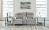Barnsana Ash Power Reclining Loveseat with Console by Ashley at Eve Furniture