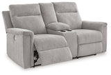Barnsana Ash Power Reclining Loveseat with Console by Ashley at Eve Furniture
