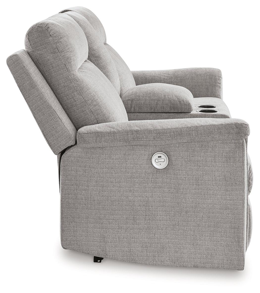 Barnsana Ash Power Reclining Loveseat with Console by Ashley at Eve Furniture