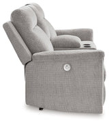Barnsana Ash Power Reclining Loveseat with Console by Ashley at Eve Furniture