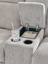 Barnsana Ash Power Reclining Loveseat with Console by Ashley at Eve Furniture