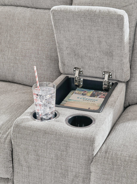 Barnsana Ash Power Reclining Loveseat with Console by Ashley at Eve Furniture