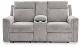 Barnsana Ash Power Reclining Loveseat with Console by Ashley at Eve Furniture